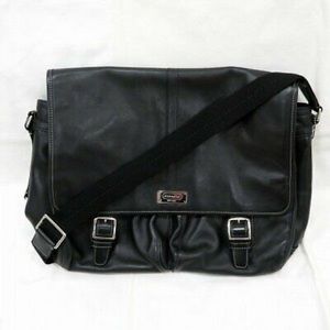 Coach Men’s F70296 Leather Shoulder Bag Black